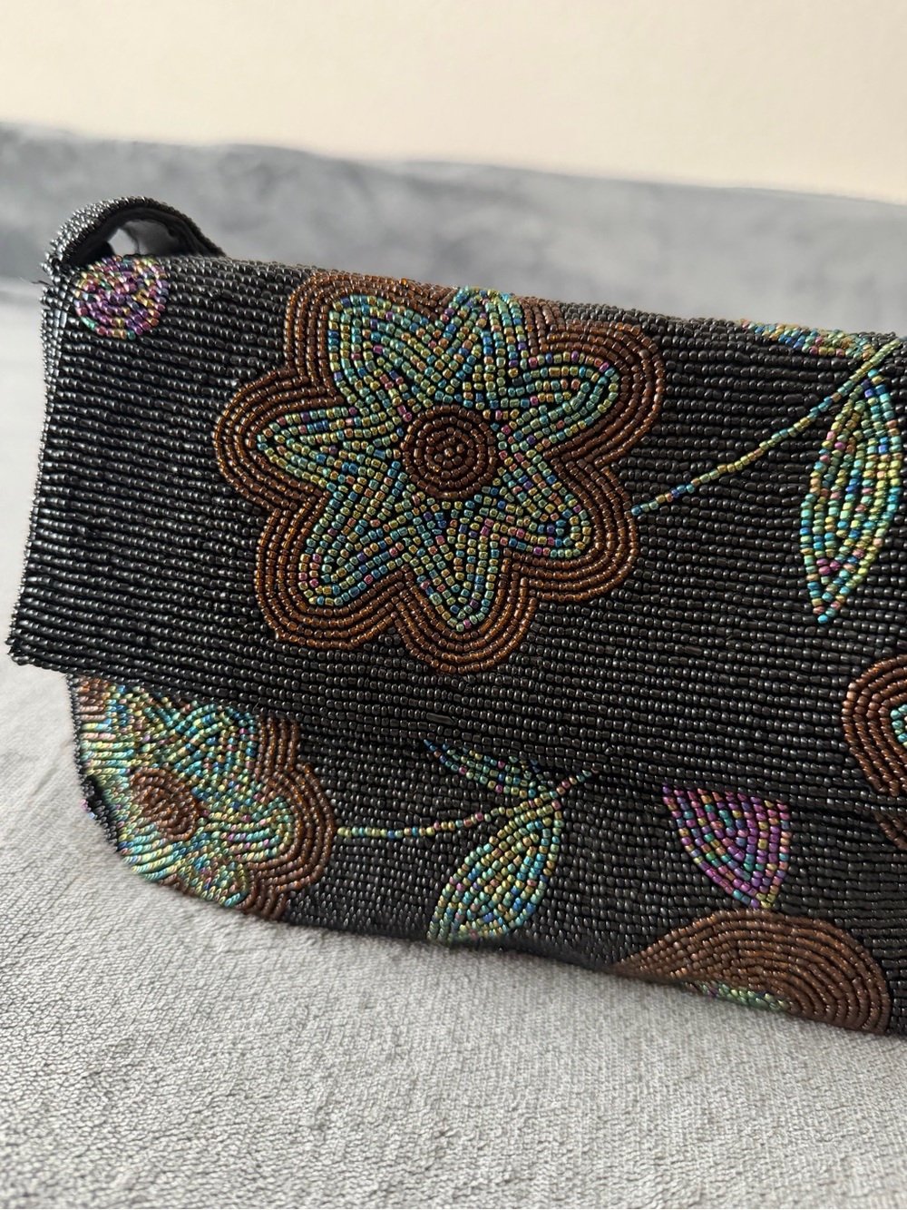 Vintage Another Y&S Original Micro-Beaded Floral Shoulder Bag 90s Y2K - Picture 10 of 16